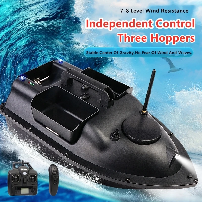 16 GPS Point Intelligent Return 3 Hopper RC Fishing Boat Bait 500M 6H LCD Screen Fish Finder Remote Control GPS RC Bait Boat