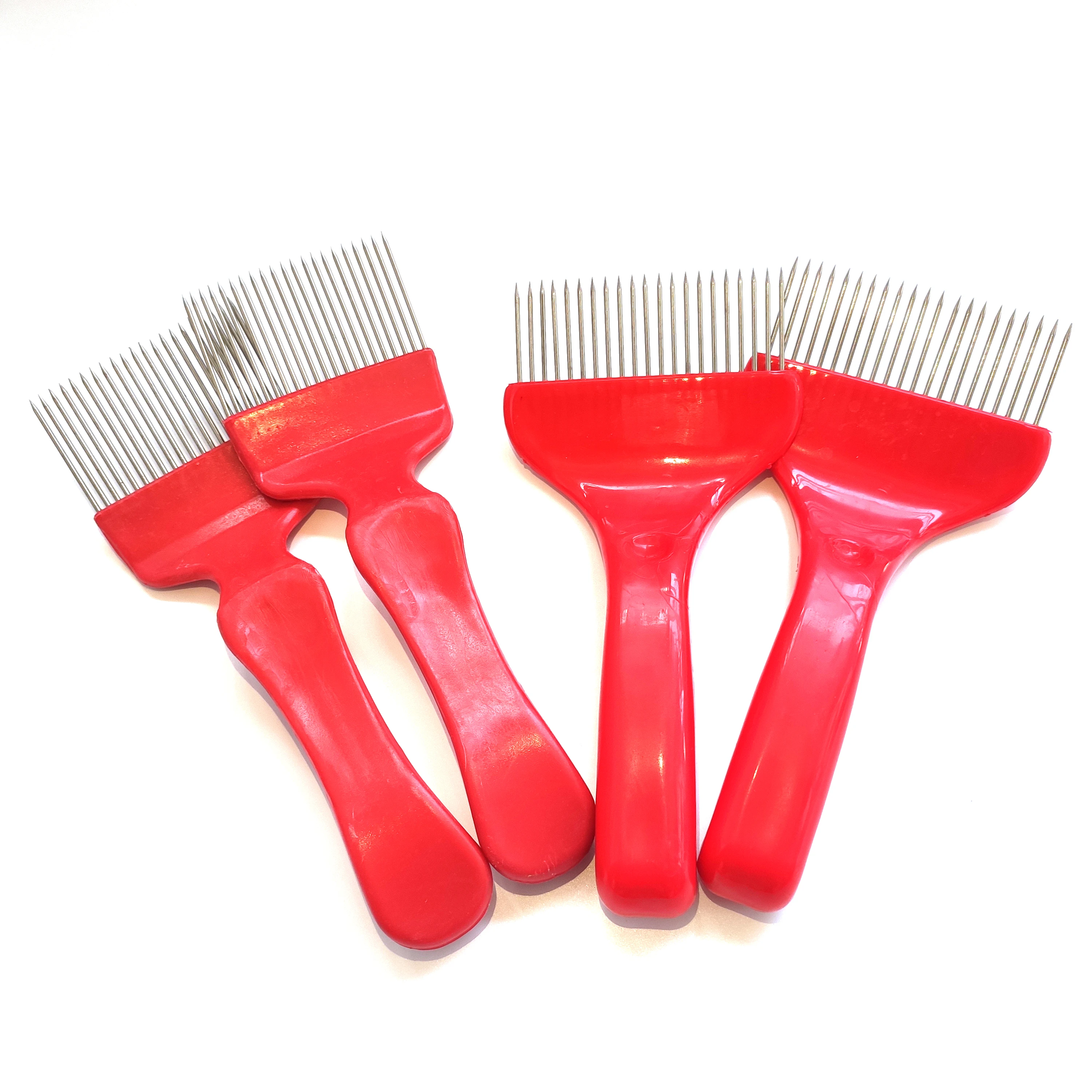 1PCS Beekeeping Honey Collect Tools Bee Scraper Cut Knife Hive Uncapping Cutter Fork Red Stainless Steel Needle Plastic Handle