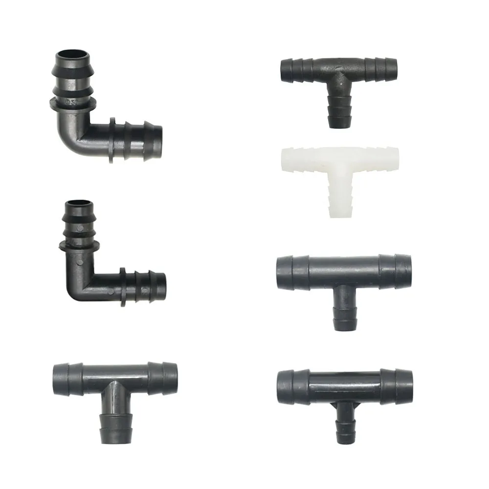 10/16/20mm Garden Hose Connector Reducing Tee Elbow Barb Hose Water Splitter 3-way Pipe Adapter Irrigator Fitting 1/2 3/4 10pcs