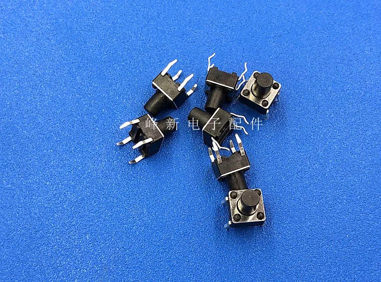 100Pcs Verticale In-Line 4-Pin Printplaat Drukknop, touch Micro Switch Zelf-Reset 6*6*8