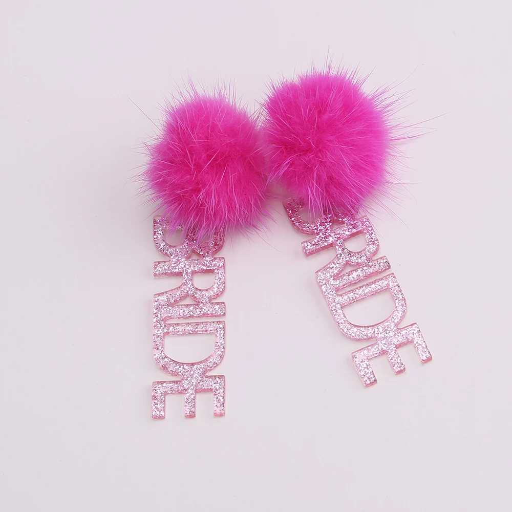 High Quality Mink Fur Ball Drop Earrings For Women BRIDE Plush Balls Earrings Pendant Embellishments Accessories Wholesale