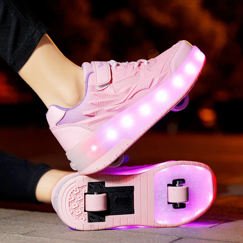 

Children Roller Skates Shoes Sports Casual Fashion Kids Boys Girls Student 2 Wheels Game Gift Lighted Flashing Led Sneakers