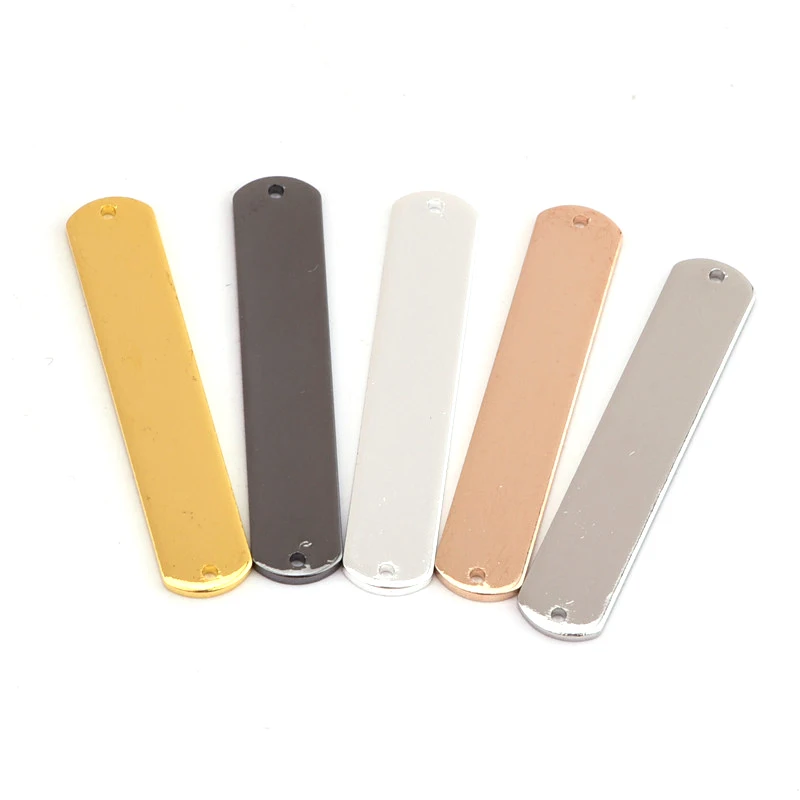 10 pcs 36 * 7mm 5 colors copper smooth double hole rounded rectangle copper sheet DIY handmade necklace pendant pendant
