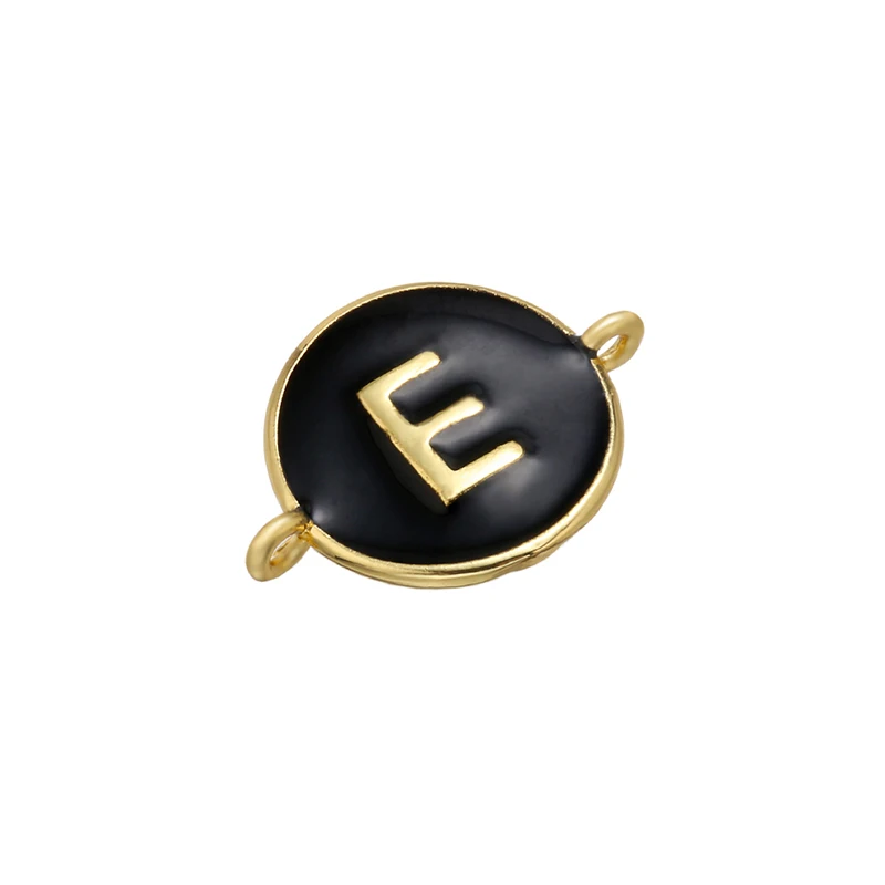 ZHUKOU 13x18mm black brass 26 letters jewelry connector for women bracelet necklace handmade jewelry accessories model: VS440