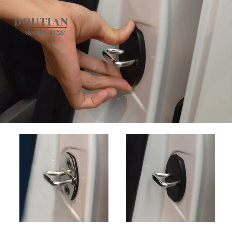 Rubber Car Door Lock Buckle Protection Protective Cover Trim 4 Pcs For Hyundai Solaris 2 2017 2018 2019 2020 Car Accessories