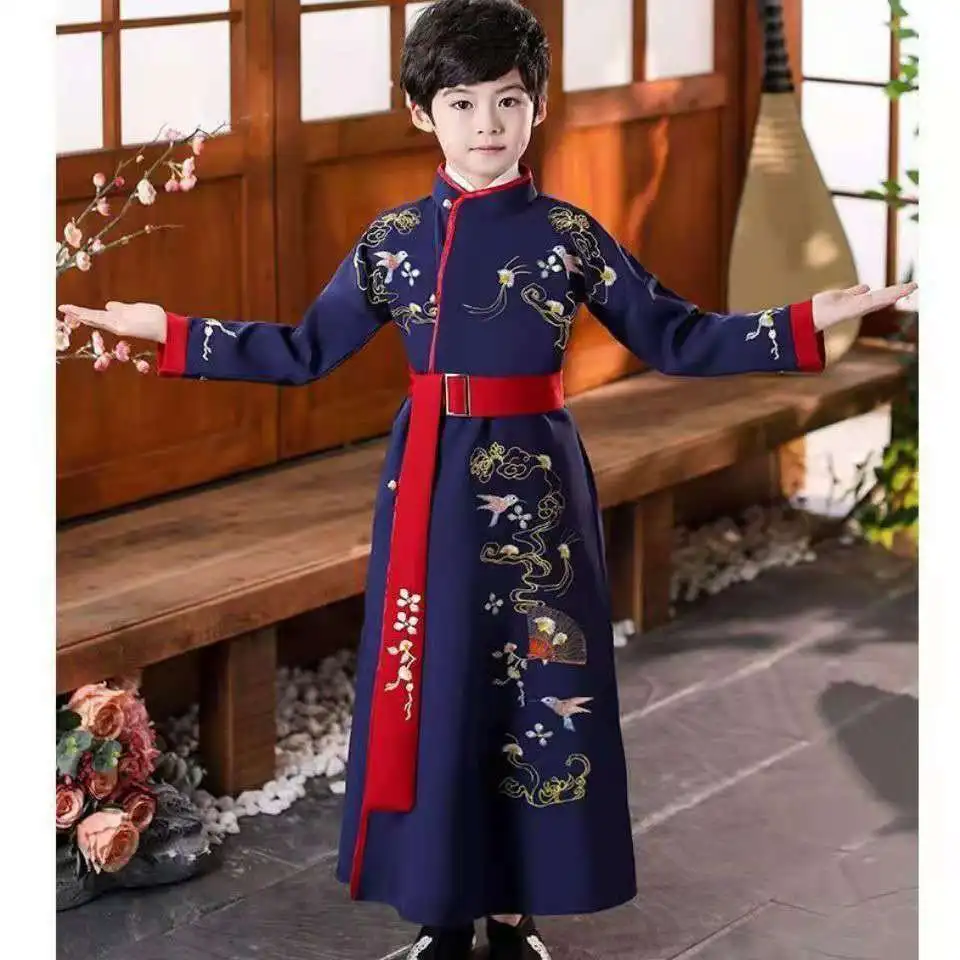 Jongen Hanfu Podium Outfit Chinese Jurk Baby Nieuwe Jaar Tang Pak Voor Kinderen Chinese Traditionele Kostuum Traditionele Kids Kleding