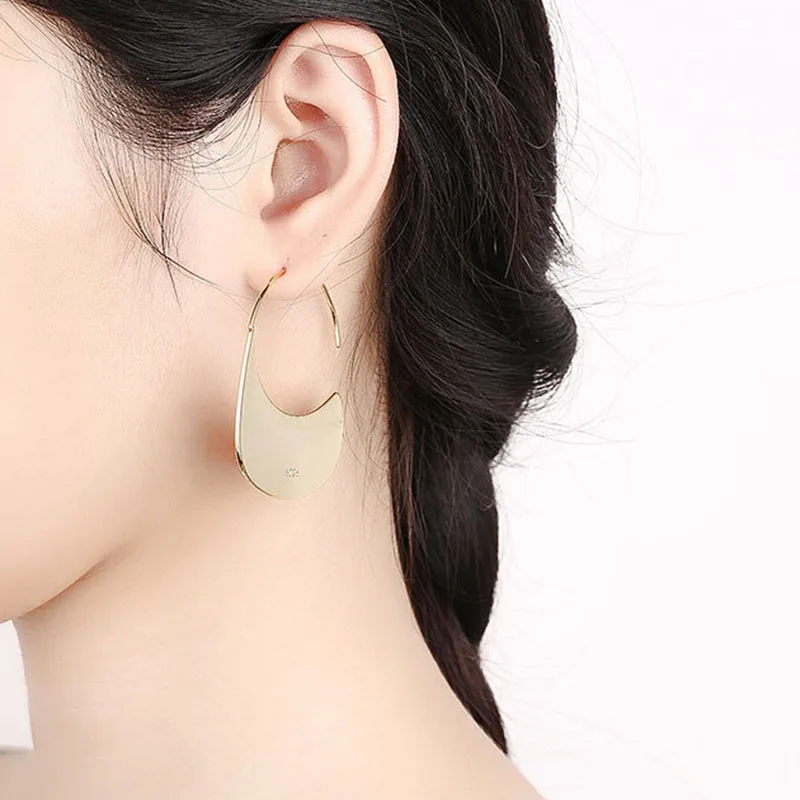 FOXANRY Prevent Allergy Silver Color Hoop Earrings for Women Trendy Elegant Charming Unique Flake Geometric Party Jewelry