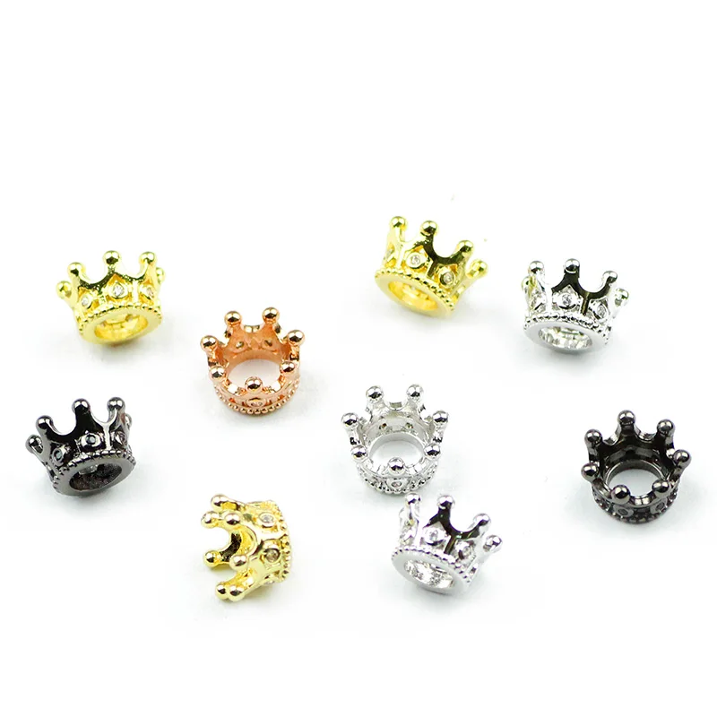 4pcs Imperial Crown Cap Copper Spacer 11*6mm Vintage Charms Rose Gold Color Loose Beads For Jewelry Bracelet Making DIY Findings