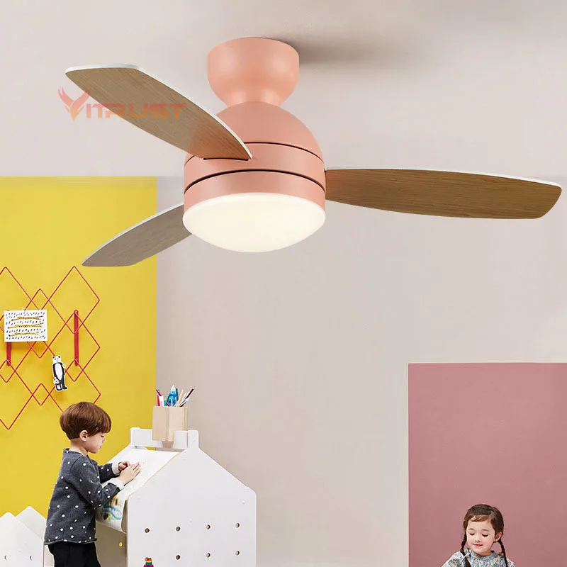 Low Floor Ceiling Fan Lamp with LED Lights and Remote Control Living Room Bedroom Dining Kids Boy Ceiling Fan Ventilador Techo