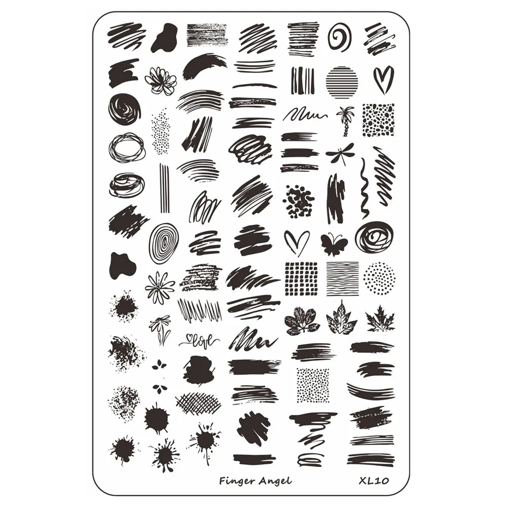 Graffi Face Stamping Template Large Size Plate Series 10 Different Designs Nail Art Image Plate Leaf Flower Image Plate