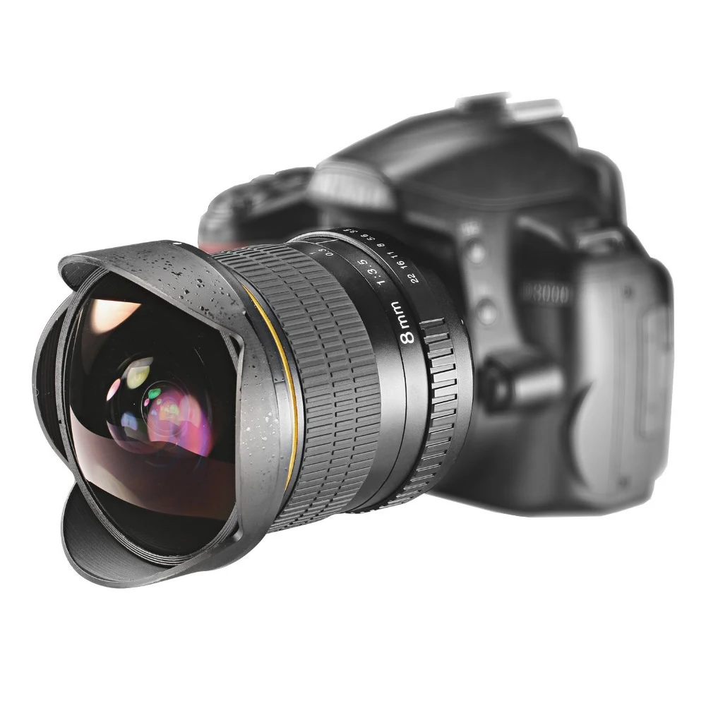 RYH 8mm F/3,0 Ultra Weitwinkel Fisheye Objektiv für Nikon DSLR Kamera D3100 D3200 D5200 D5500 D7000 d7200 D800 D700 D90 D7100
