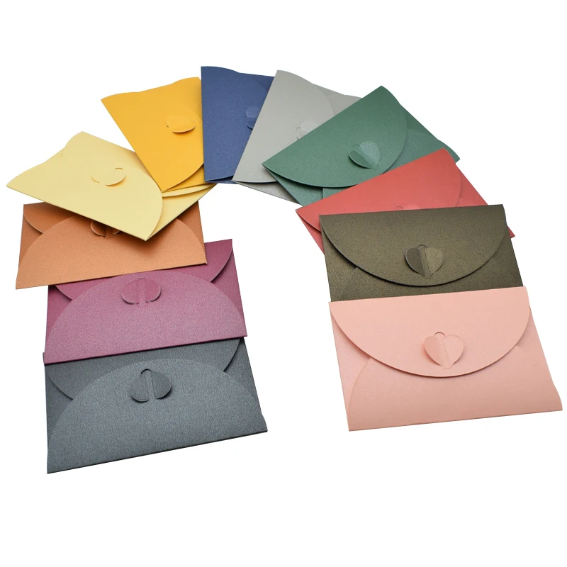 20pcs Mini Colored Envelope Thick Cardboard Small Foldable DIY Paper Envelopes Self Locking Buckle Letter Gift Card Cover