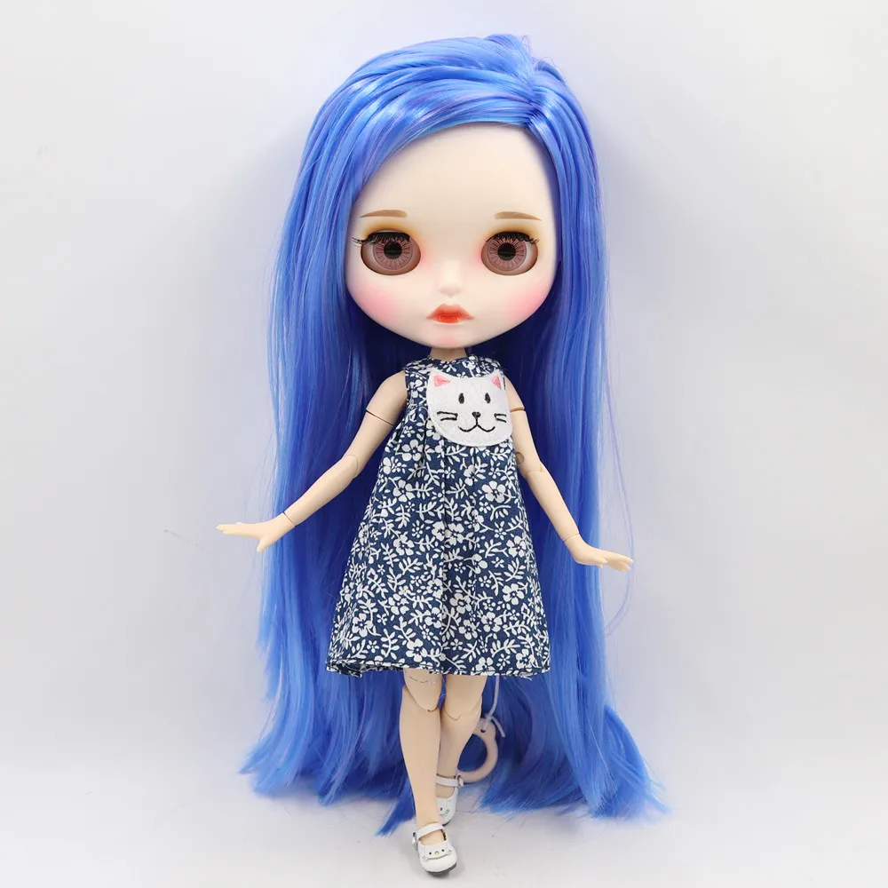 ICY DBS Blyth doll blue mixed hair with white skin 1/6 bjd customized matte face nude Joint body BL7216/6208