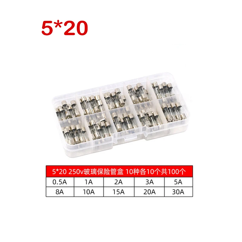 Boxed Set 5x20mm 6x30mm Quick Blow Glass Tube Fuse Assorted Kits,Fast-blow Glass Fuses