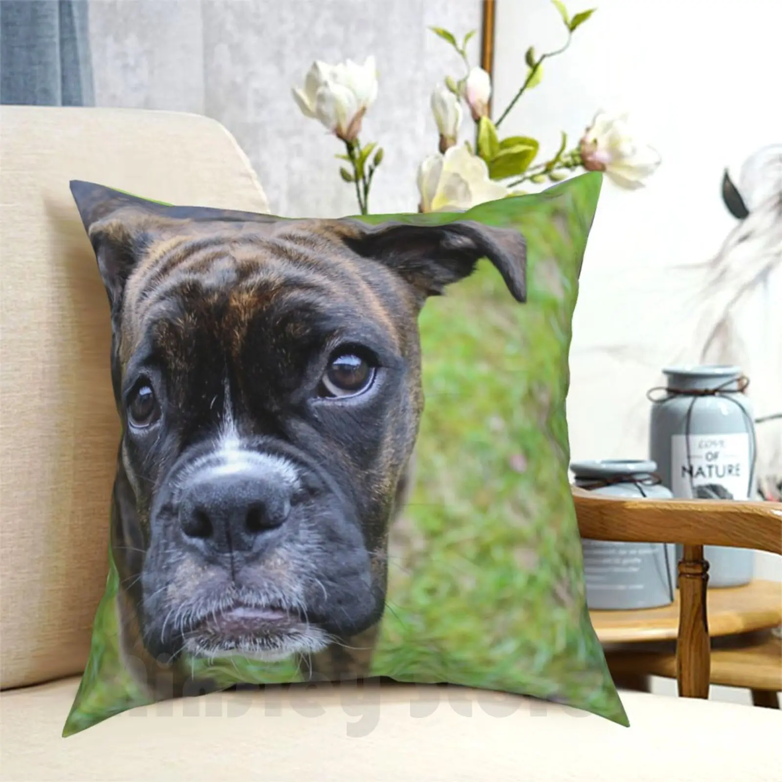 

Brindle Boxer Puppy Pillow Case Printed Home Soft Throw Pillow Boxer Dog Boxer Dog Dogs Animals Pets Love Pet Garden