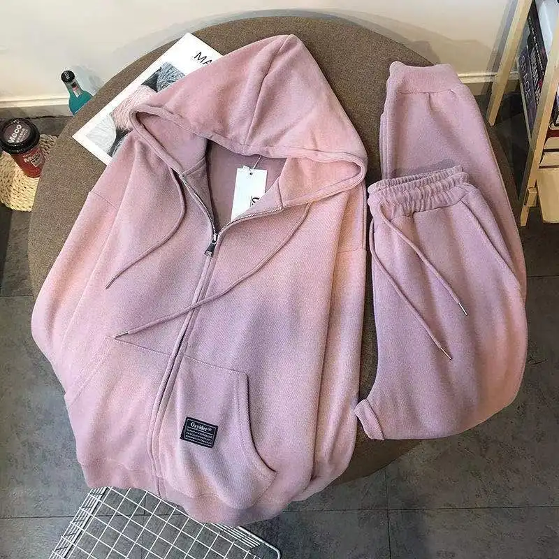 Long Sleeve Loose Large Big Add Size Women Clothing Set Tops Hoody Ladies Sweatshirt Autumn Outfits Oversized Hoodies Suit Coat