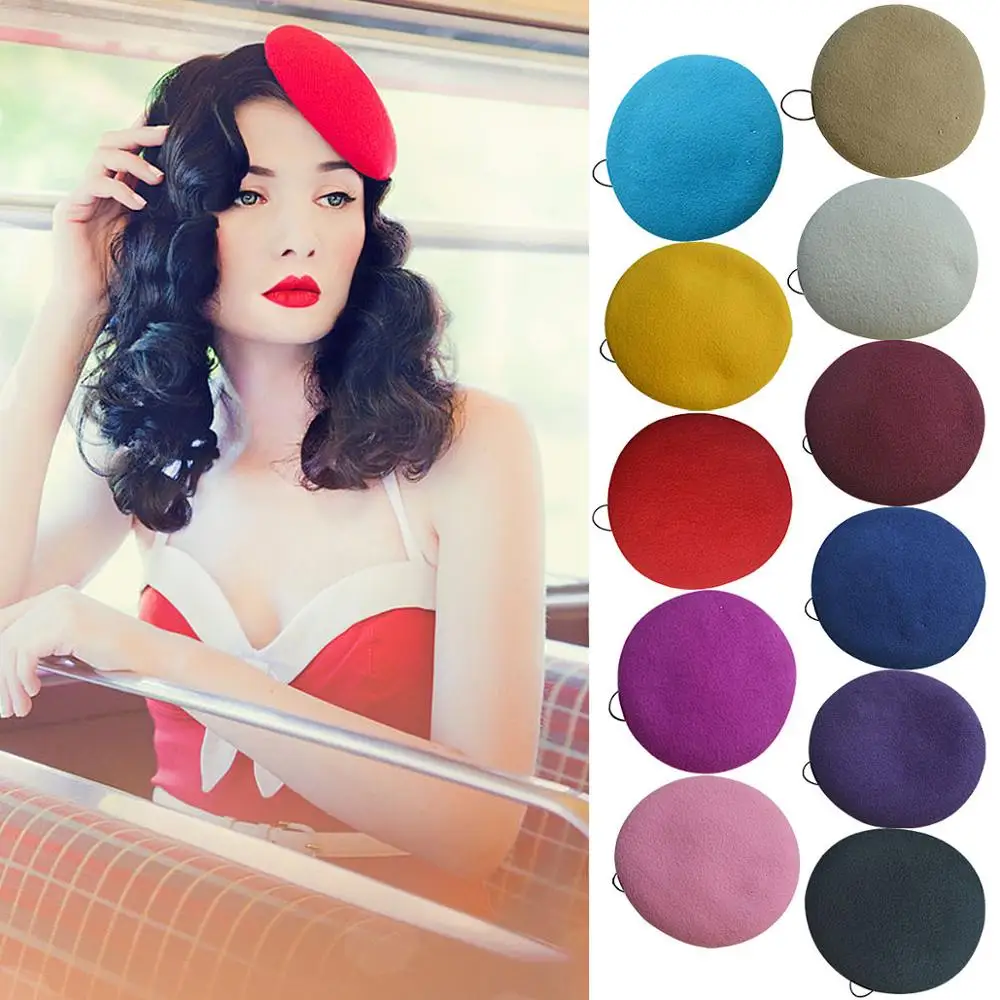 

Women Fedoras Fascinator Round Button Wool Felt Pillbox Hats Millinery Hat Base Cocktail Church Wedding Hat Beret Beanies A227