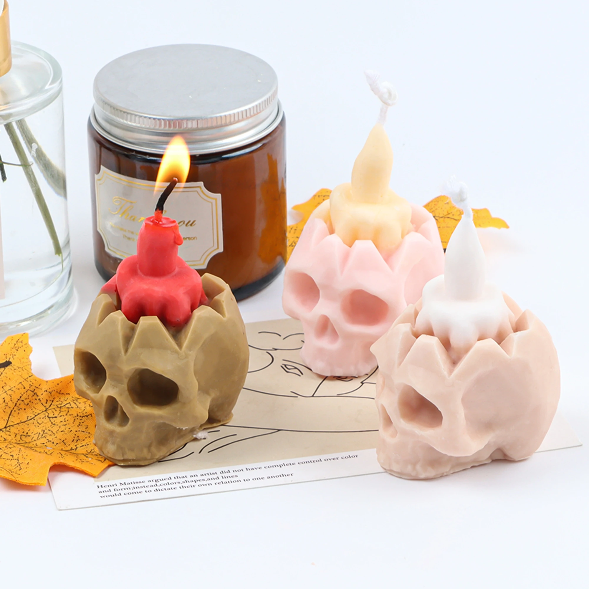 Exquisite Pattern Silicone Candle Mold Festival Halloween Theme Skull Human Shape Soap Mould Tool Ornaments