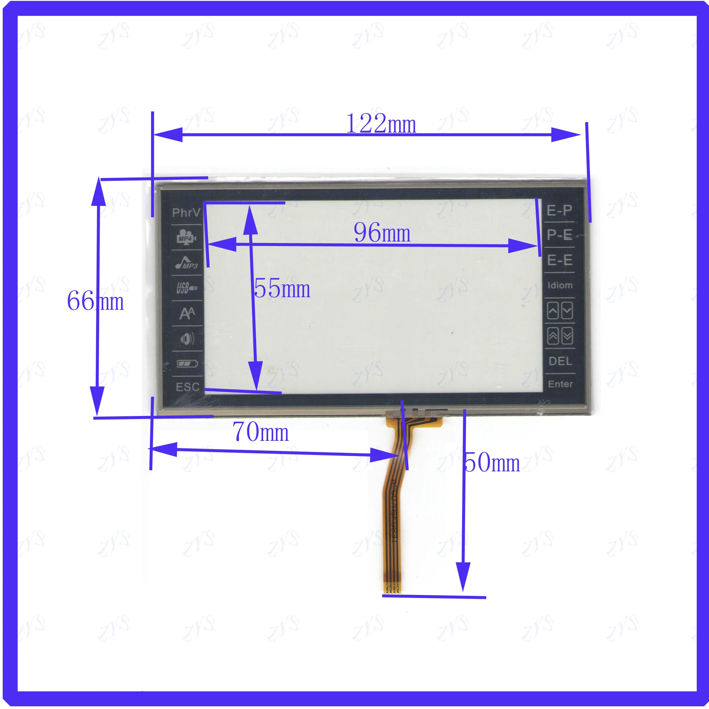 

Wholesale 5PCS/LOT A2607ASK 4.3-inch four-wire 122*66 resistance touch external handwriting screen 122*66mm