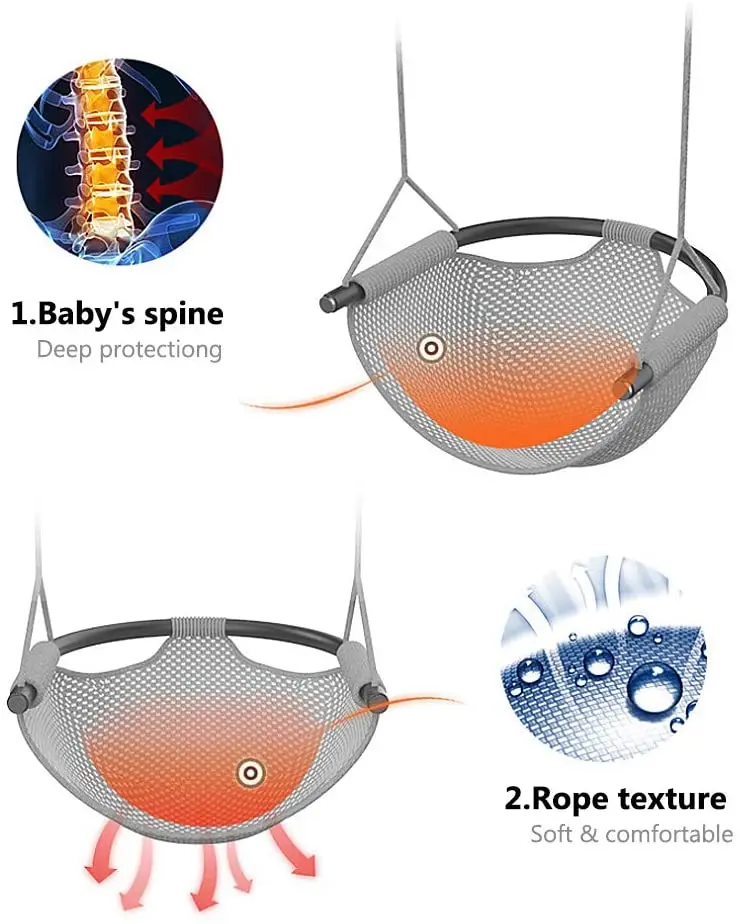 Cuerda de columpio para niños, juego de columpio seguro para interiores/exteriores, asiento de columpio pesado con ganchos a presión y correas de columpio