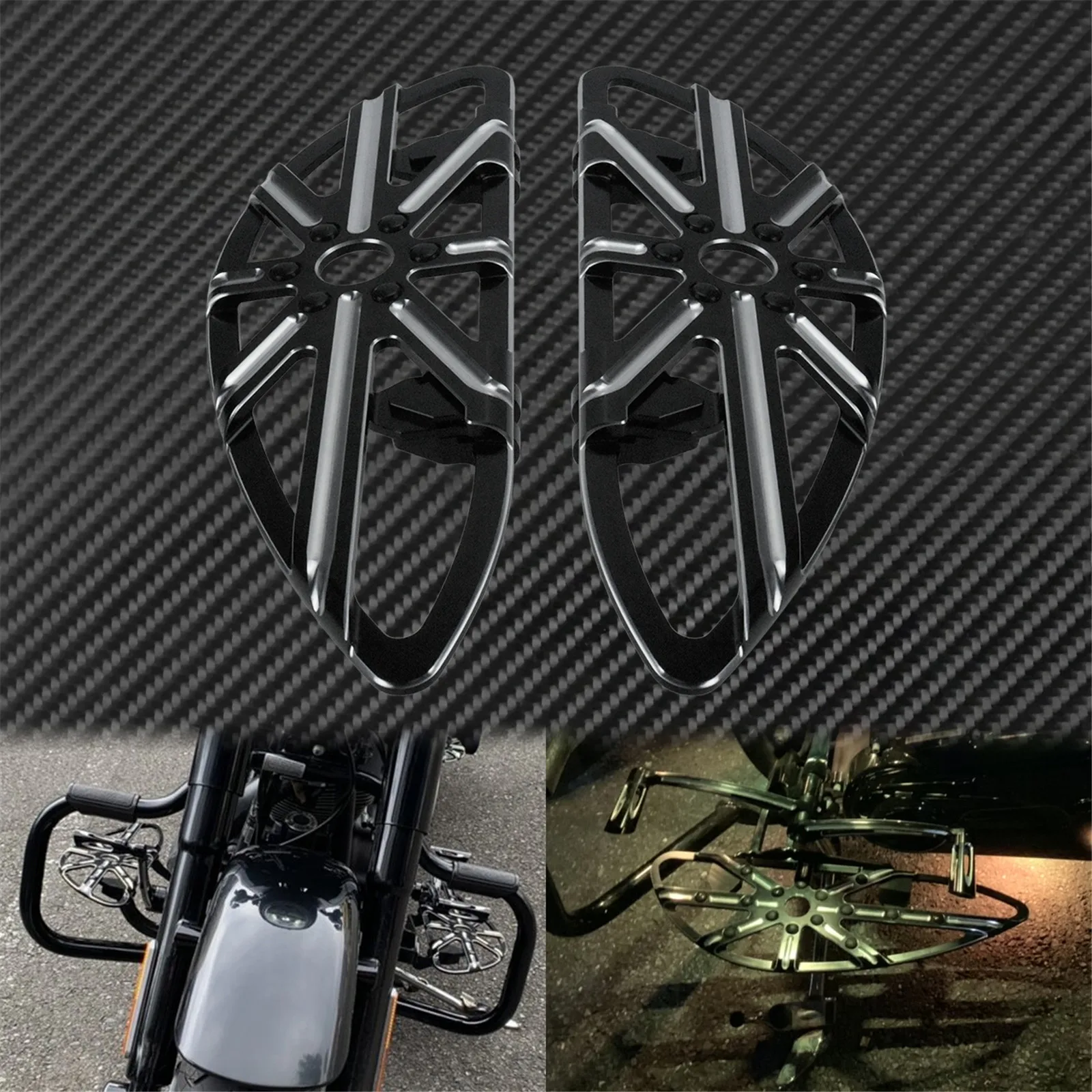 Motorcycle Foot Rest Pegs Floorboards Passenger Footpegs Pedal Black/Chrome For Harley Touring Dyna Softail Electra Glide FLHT