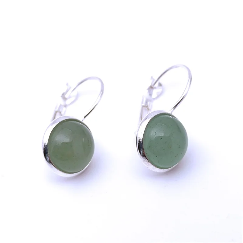 10MM 12mm Green Aventurine  Stone Earrings Environmental Protection  Crystal Charms Earrings for Women Fashion Jewelry