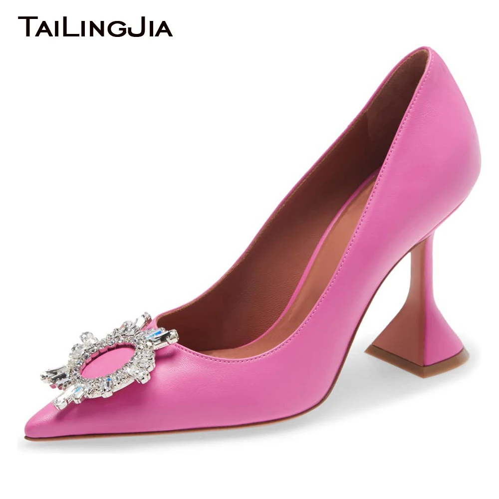 

Pink Crystal Pumps for Women 2024 Pointed Toe Elegant Party High Heels Ladies Large Size Dress Footwear Rhinestone Wedding Shoe