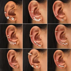 Bohemia NO Piercing Crystal Rhinestone Ear Cuff Clip on Earrings For Women Wrap Stud Earrings Set Trendy Wedding Jewelry