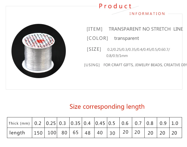 0.2/0.25/0.3/0.35/0.4/0.45/0.5/0.6/0.7/0.8/0.9/1mm filo di filo di pesce Non elasticizzato corda di Nylon perline filo per cucire cavo di gioielli