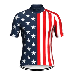 Summer Bicycle Racing Sports Wear, Cycling Shorts, USA Jersey Design, Bike Jacket, MTB Road Ride, Bicycle Top, America Flag