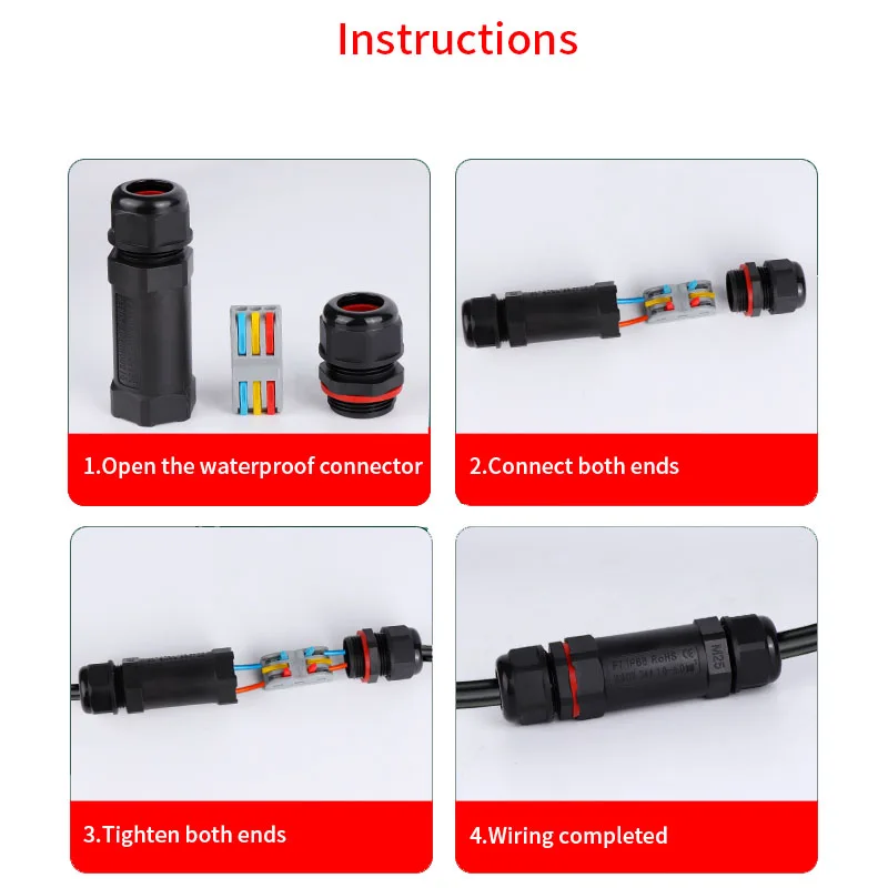 IP68 Waterproof Connector 2/3/4/5 Pin Electrical Terminal Adapter Wire Connector Screw Pin connector LEDLight Outdoor Connection