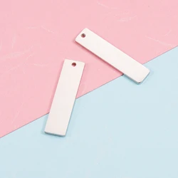 Fnixtar Rectangle Charms DIY Mirror Polished Stainless Steel Blank Stamping Tags Pendant  7/8x32mm 20piece/lot