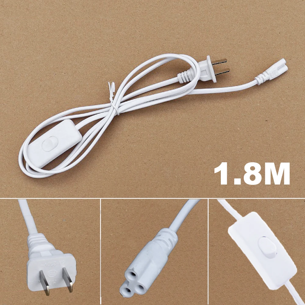 T8 T5 2/3Pin Integrated LED Lamp Tube Connector 6FT 1.8M Plug Connection Line/Dimmer Switch Cable Light Power Supply Line