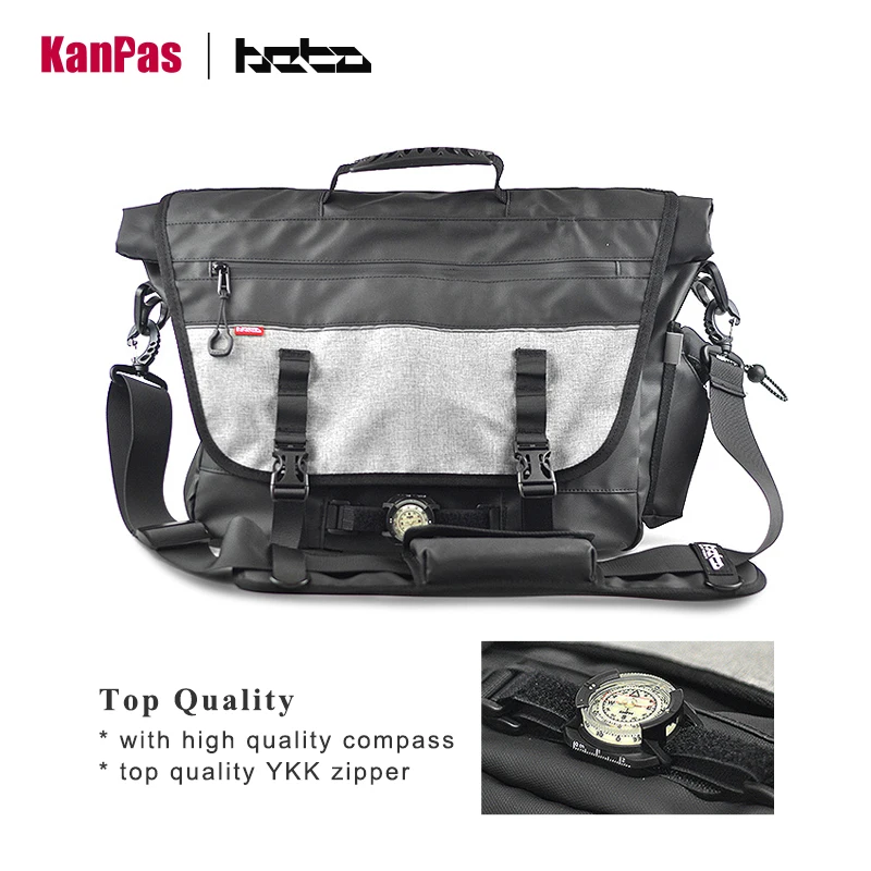 KANPAS&BETTER Men's Messenger Bag, high quality  with Luminous Compass and YKK zipper