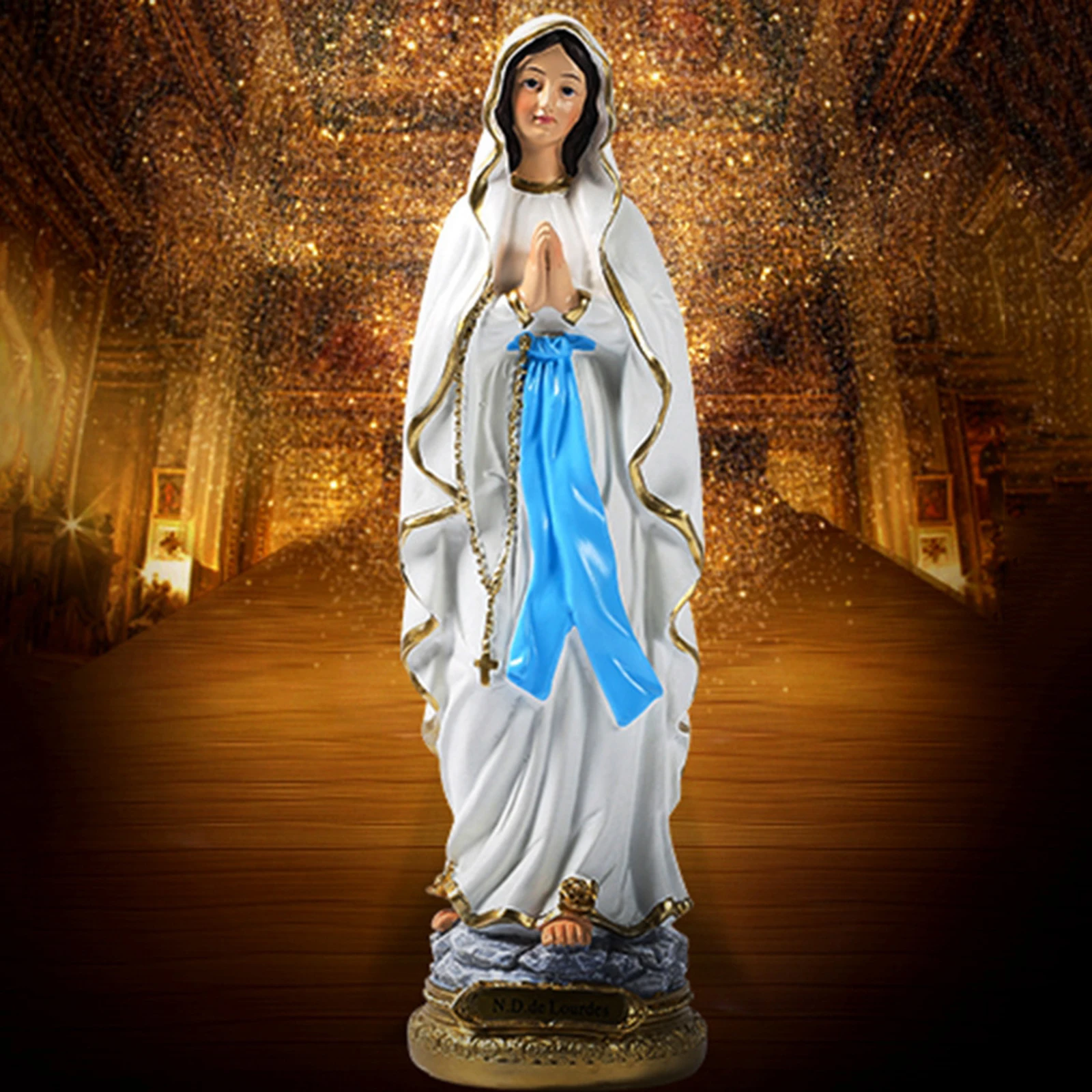 Statue de Vierge Marie en Résine Faite à la Main, 22cm, Cadeau de Mariage Religieux, Décoration de Bureau de Noël