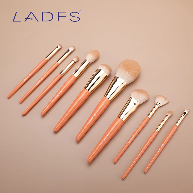 LADES 10PCS Makeup Brushes Set Foundation Powder Eyeshadow Fan Highlighter Make Up Brush Kits Women Beauty Tools