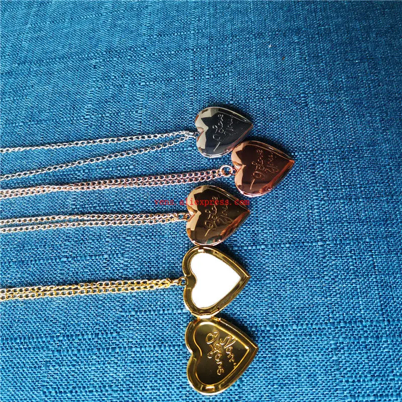 

sublimation blank heart locket photo necklaces pendants fashion necklace pendant hot tranfer printing consumable 15pcs/lot