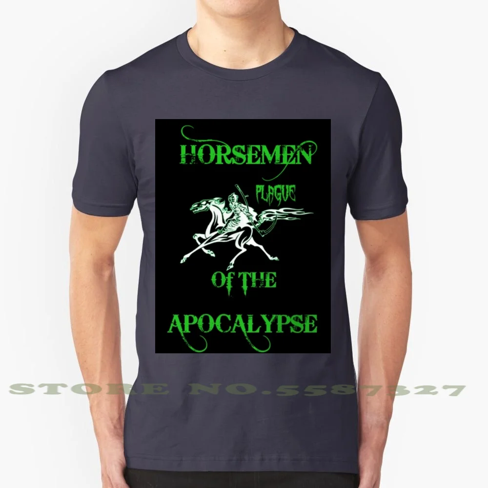 Plague 100% Cotton T-Shirt Plague Death Grimm 4 Of The Apocalypse Apoc Apocalyptic Horse End Of Days Grim Reaper Green Black