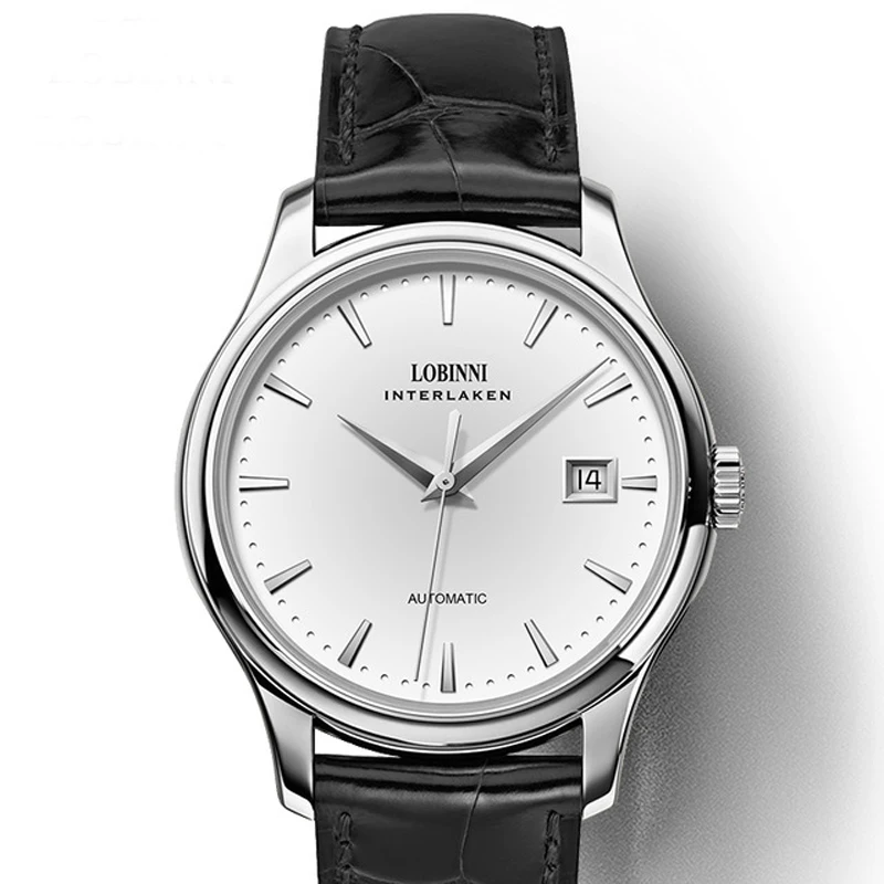 LOBINNI Nuovi orologi meccanici da uomo d'affari Orologio da polso automatico di lusso di marca in vera pelle impermeabile Relogio Masculino