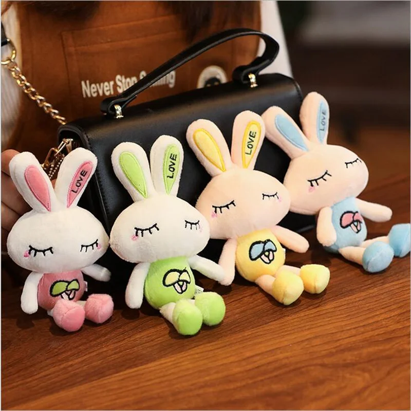 1PCS Random Color ，Bunny Plush Toys ，Mini Small Rabbit Doll Bag Pendant ，Stuffed Soft Love Rabbit Toy ，Wedding Ragdoll Wholesale