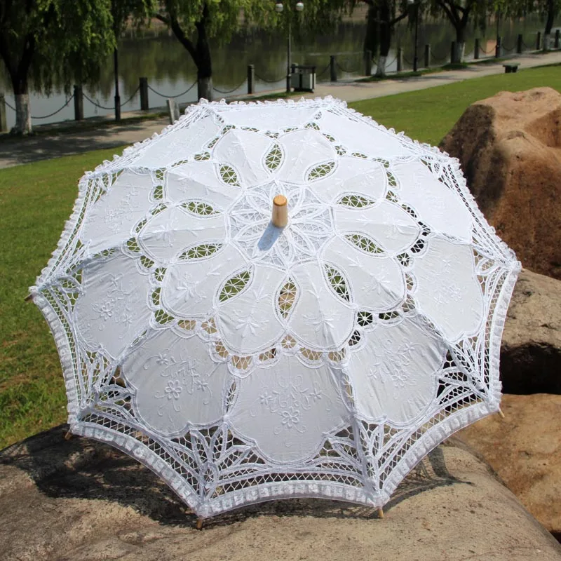 Vintage Handmade Photography Recital Dance Stage Wedding Decoration Lace Bride Umbrella Battenburg Lace Parasol