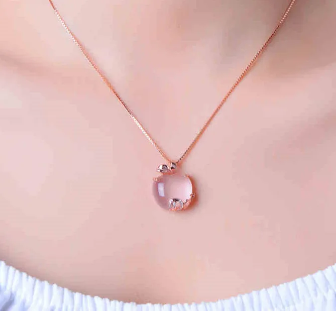 

crystal apple necklace pendant female han edition pink sweater chain hang act the role ofing is tasted clavicle crystal