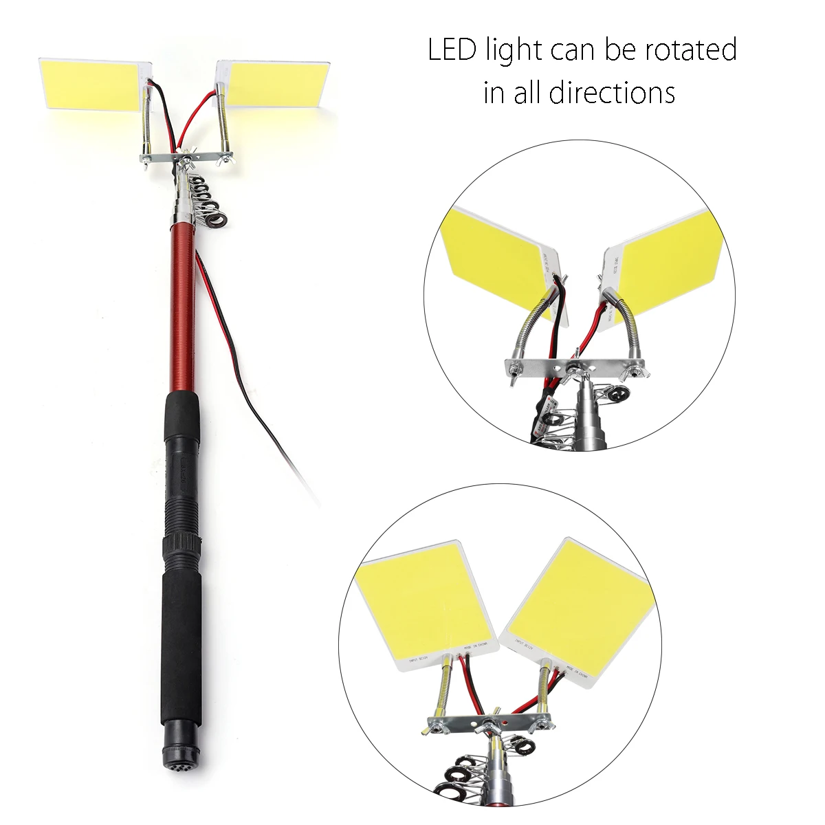 Portable searchlight Lantern LED Camping Tent Light off road 3.75m Fishing rod COB emergency work light