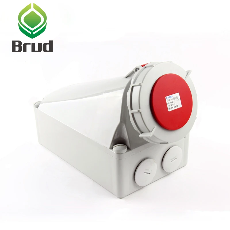 

QX143 Best selling 125A 5P 6H 400V Red IP67 CEE/IEC 60309-2 Industrial Surface Mounted Socket