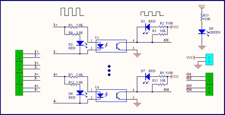 NPN Optocoupler isolation board PLC signal level voltage conversion board 1.8 3.3 5 12 24V DST-1R2P/4P/8P-N