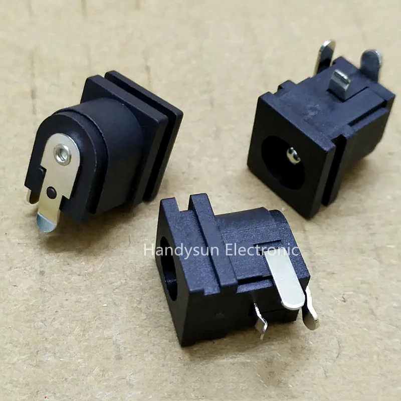 DC-062 DC Power Socket Female Base 7.3x2.0/2.5/3.0mm 3Pin Curved Pin DC Interface With Card Slot All Copper Panel Connector