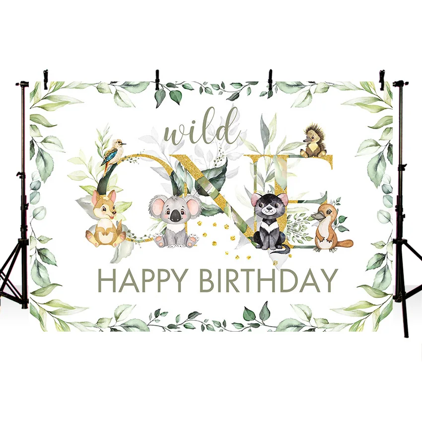 Mehofond Photography Background Wild One Safari Boys 1st Birthday Party Cute Jungle Animals Decorations Backdrop Photo Studio