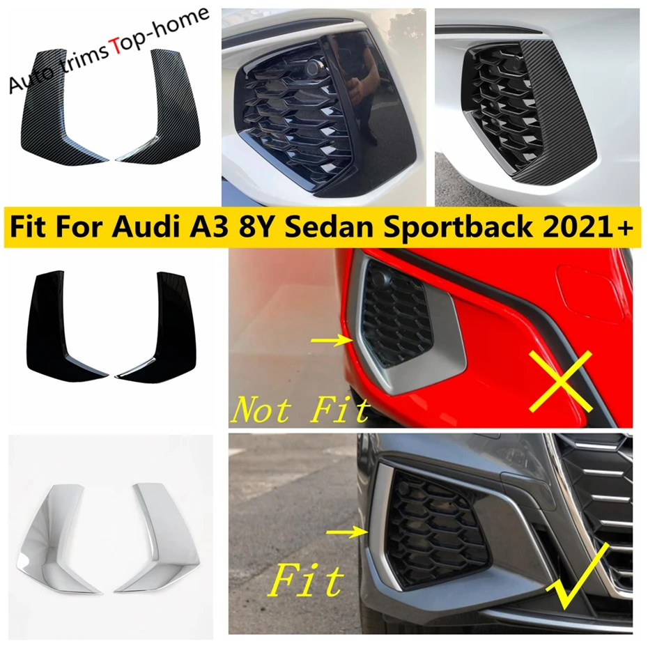 

Chrome / Carbon Fiber Look Front Fog Light Lamp Eyebrow Eyelids Cover Trim For Audi A3 8Y Sedan Sportback 2021 2022 2023 2024