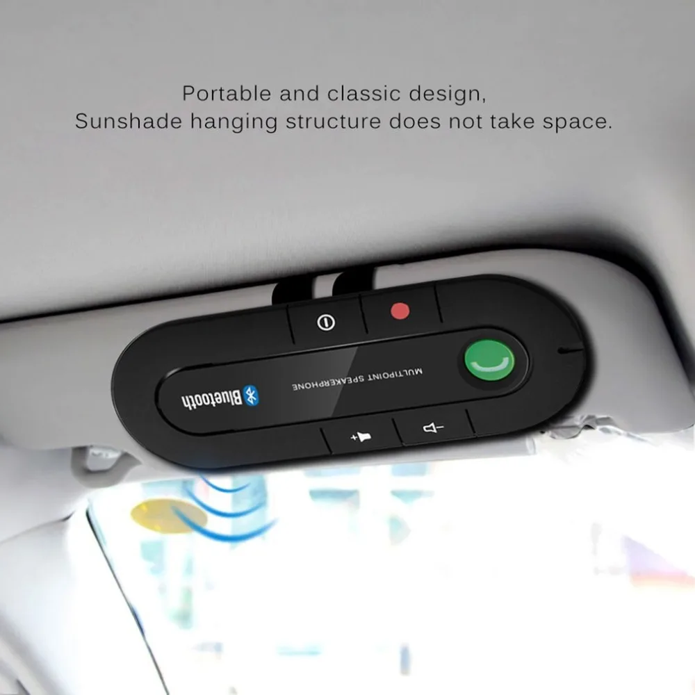 USB Bluetooth Handsfree Car Kit Wireless Bluetooth Speaker Phone MP3 Music Player Sun Visor Clip Speakerphone Charger no aux