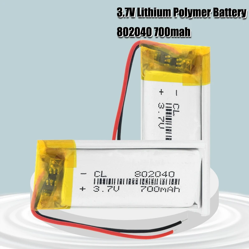 3.7v Rechargeable 802040 Li Ion Polymer Lithium Batteries Pcb Charge Protected Lipo Li-polymer 700mAh Replacement Cel